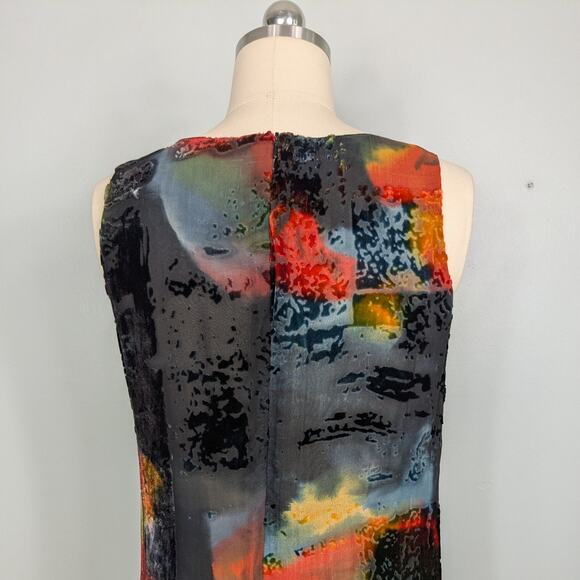 Vintage Velvet Maxi Dress M Black Mulit Burnout Indie Grunge Artsy 90s Y2K Goth - Picture 7 of 12